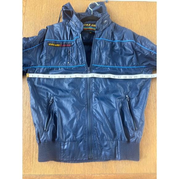 Vintage Style Auto California Windbreaker Jacket Hood Pockets Racing Size M - Picture 5 of 13